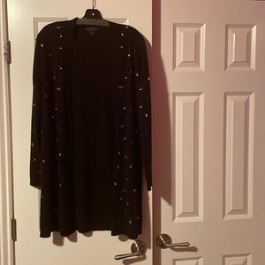 Long black sweater, M, with jewels